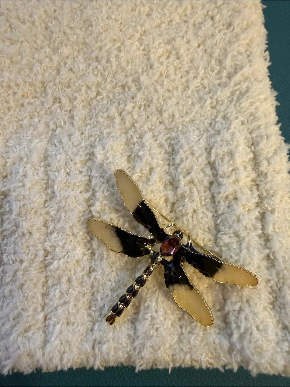 Cozy Cream Women's Beanie Hat Fuzzy Mohair Blend with Decorative Dragonfly Pin